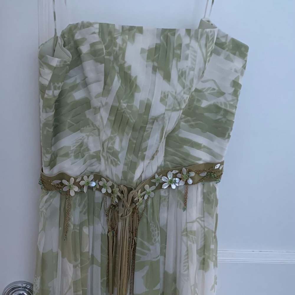 Light green and white spaghetti strap dress